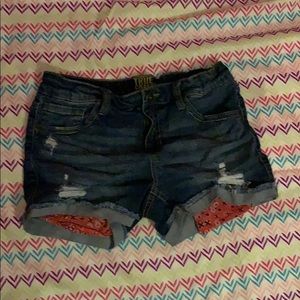 Pink Bandanna Jean Shorts with rips